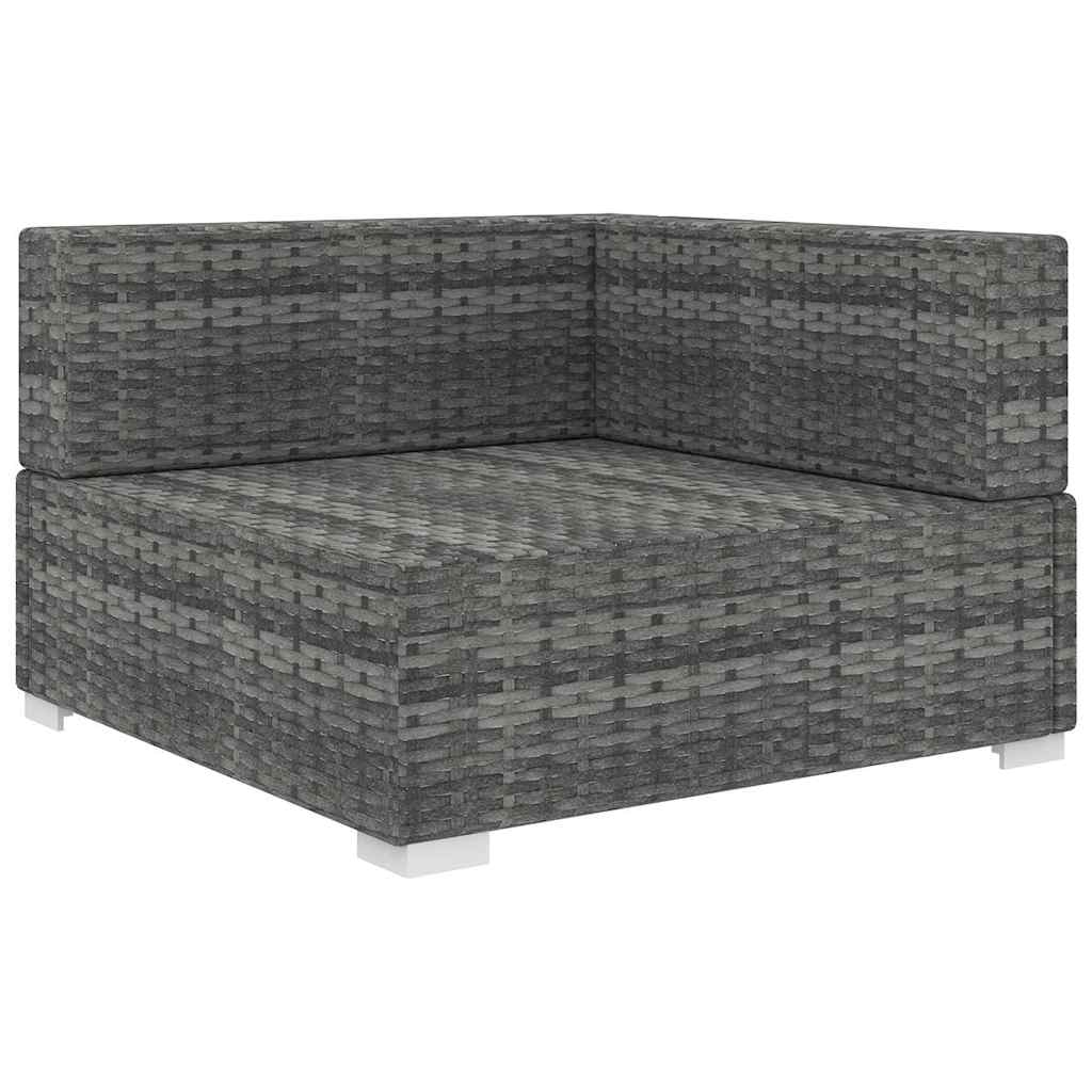 vidaXL Tuinstoel met kussens hoeksectie poly rattan grijs