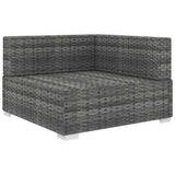 vidaXL Tuinstoel met kussens hoeksectie poly rattan grijs