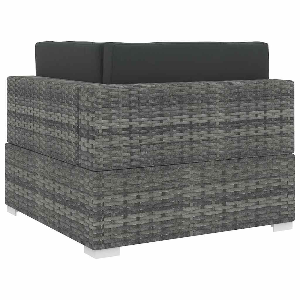 vidaXL Tuinstoel met kussens hoeksectie poly rattan grijs