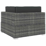 vidaXL Tuinstoel met kussens hoeksectie poly rattan grijs