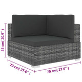 vidaXL Tuinstoel met kussens hoeksectie poly rattan grijs