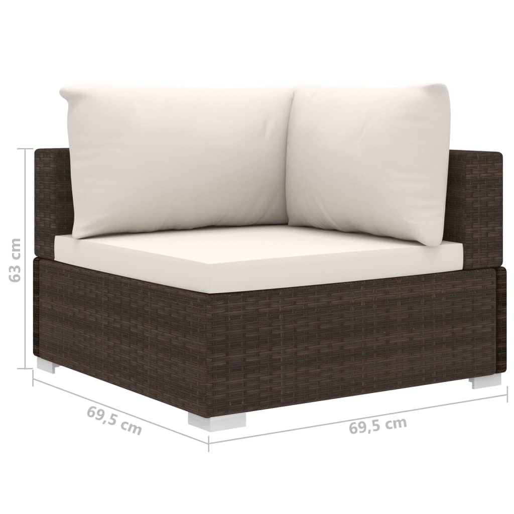 vidaXL 10-delige Loungeset met kussens poly rattan bruin