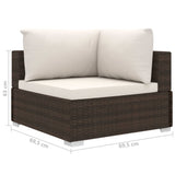 vidaXL 10-delige Loungeset met kussens poly rattan bruin