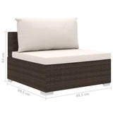 vidaXL 10-delige Loungeset met kussens poly rattan bruin