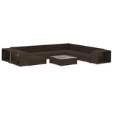 vidaXL 10-delige Loungeset met kussens poly rattan bruin