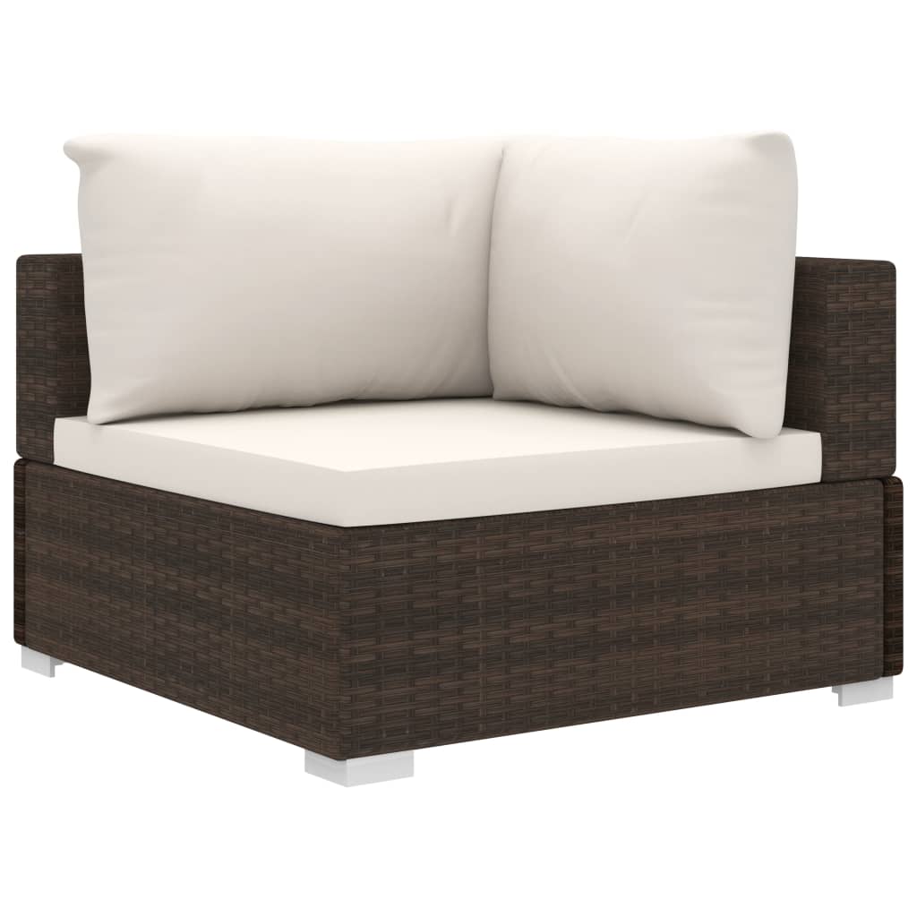 vidaXL 10-delige Loungeset met kussens poly rattan bruin