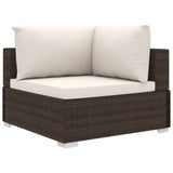 vidaXL 10-delige Loungeset met kussens poly rattan bruin