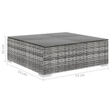 vidaXL 8-delige Loungeset met kussens poly rattan grijs