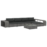 vidaXL 8-delige Loungeset met kussens poly rattan grijs
