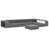 vidaXL 8-delige Loungeset met kussens poly rattan grijs