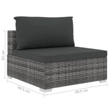 vidaXL 8-delige Loungeset met kussens poly rattan grijs