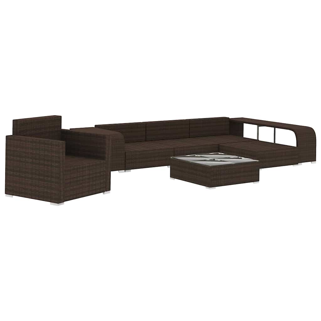 vidaXL 8-delige Loungeset met kussens poly rattan bruin