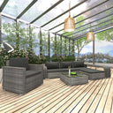 vidaXL 8-delige Loungeset met kussens poly rattan bruin