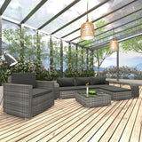 vidaXL 8-delige Loungeset met kussens poly rattan bruin
