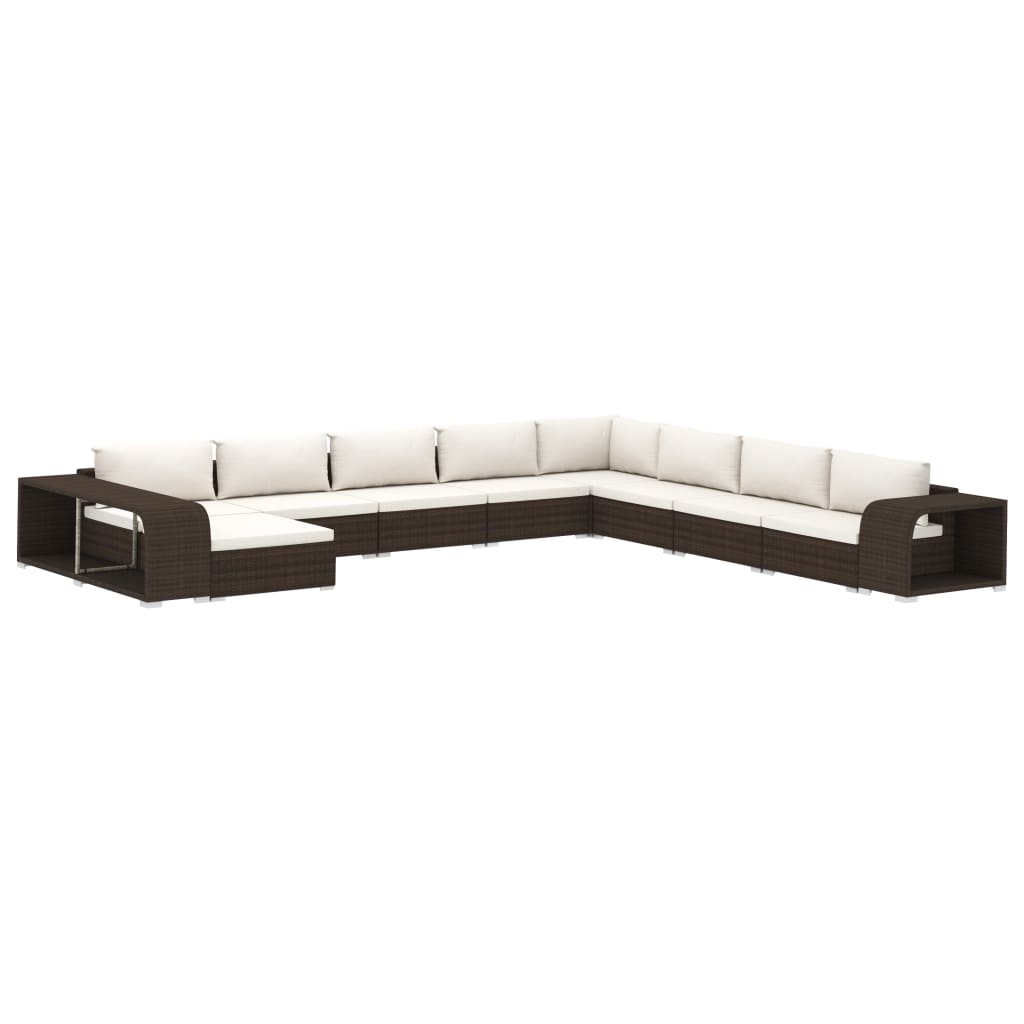 vidaXL 11-delige Loungeset met kussens poly rattan zwart