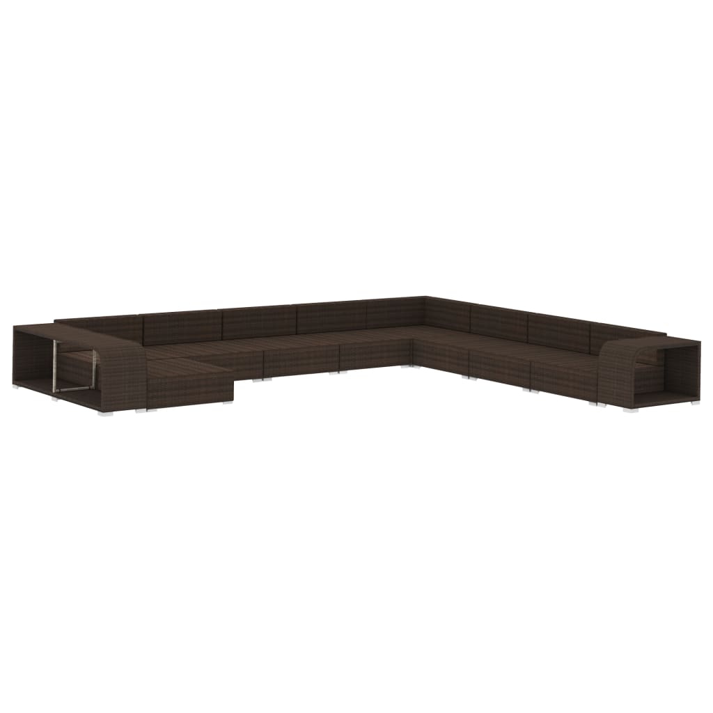 vidaXL 11-delige Loungeset met kussens poly rattan zwart