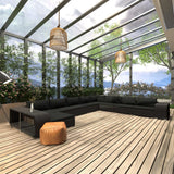vidaXL 11-delige Loungeset met kussens poly rattan zwart