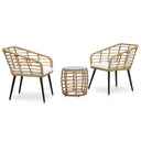 vidaXL 3-delige Bistroset poly rattan eikenkleurig