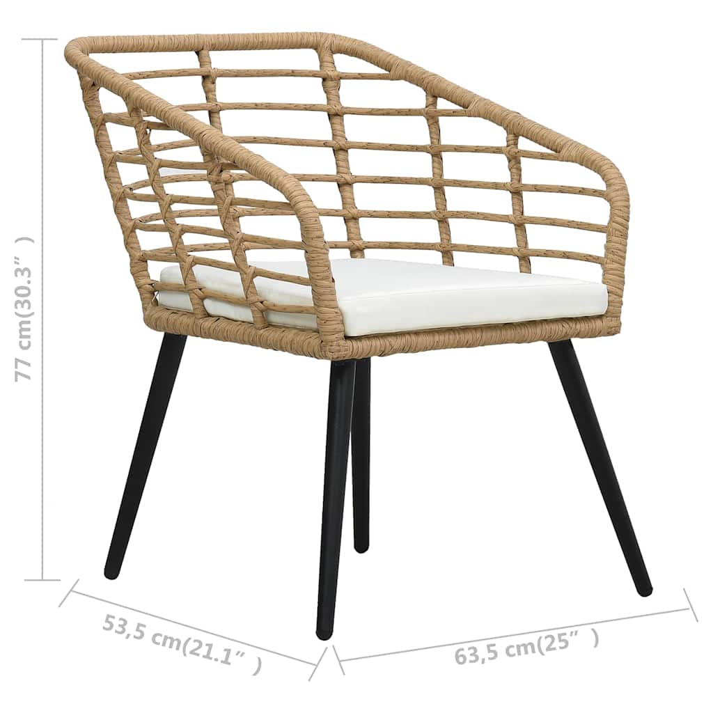 vidaXL 3-delige Bistroset poly rattan eikenkleurig