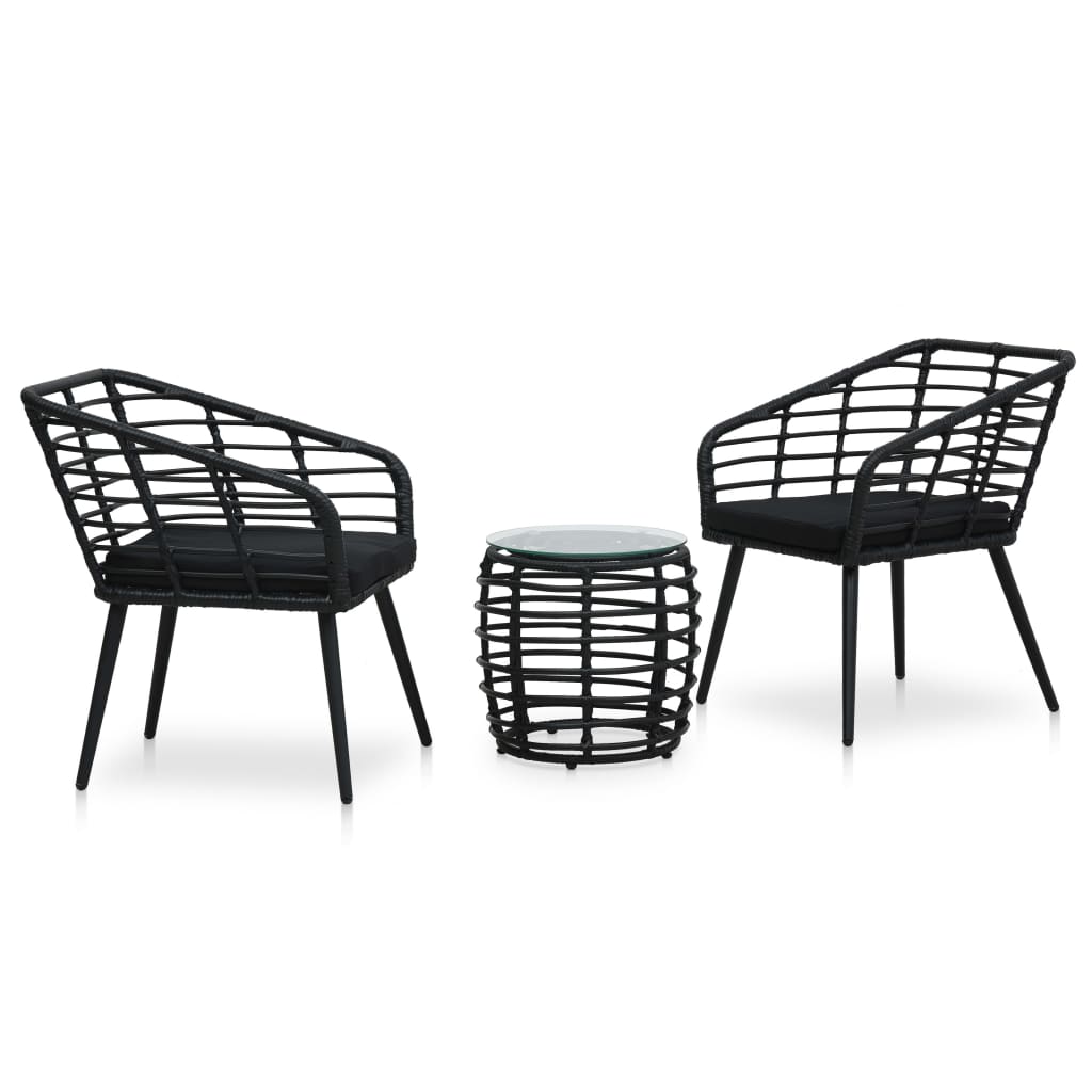 vidaXL 3-delige Bistroset poly rattan eikenkleurig