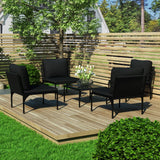 vidaXL 6-delige Loungeset met kussens PVC zwart