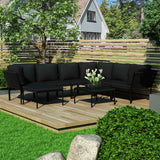 vidaXL 6-delige Loungeset met kussens PVC zwart