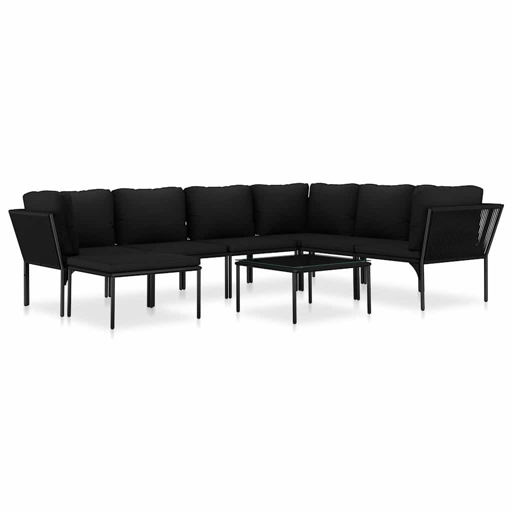 vidaXL 6-delige Loungeset met kussens PVC zwart