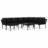 vidaXL 6-delige Loungeset met kussens PVC zwart