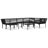 vidaXL 6-delige Loungeset met kussens PVC zwart