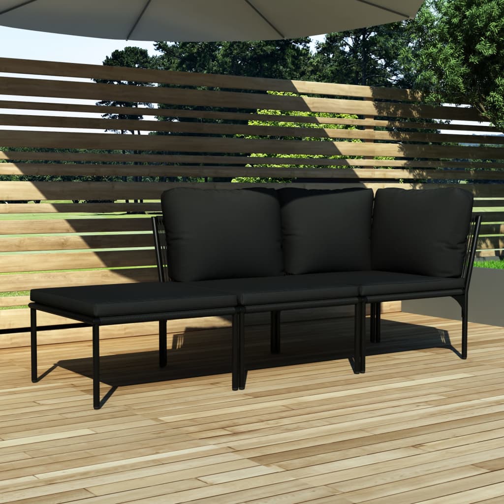 vidaXL 6-delige Loungeset met kussens PVC zwart