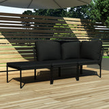vidaXL 6-delige Loungeset met kussens PVC zwart