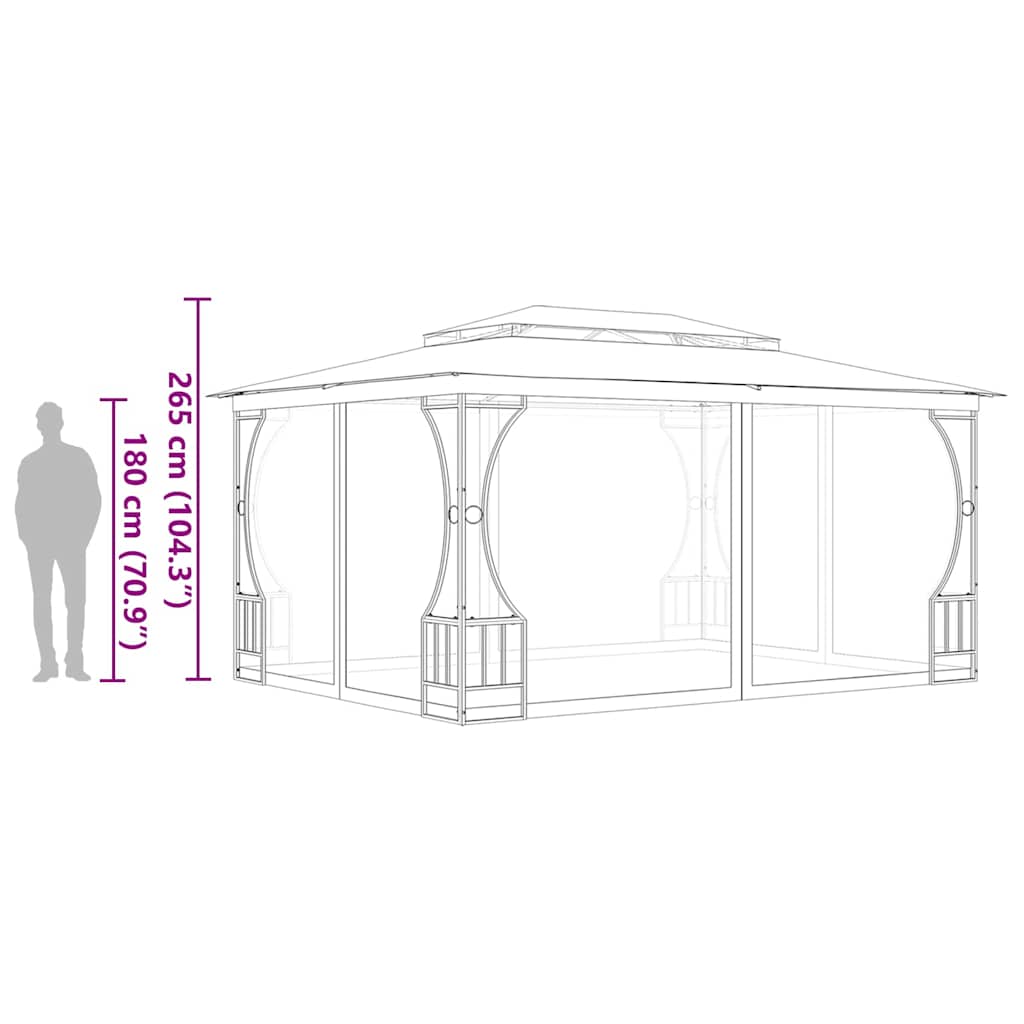 vidaXL Gazebo with nets 300x300x265 cm cream