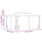 vidaXL Gazebo with nets 300x300x265 cm cream