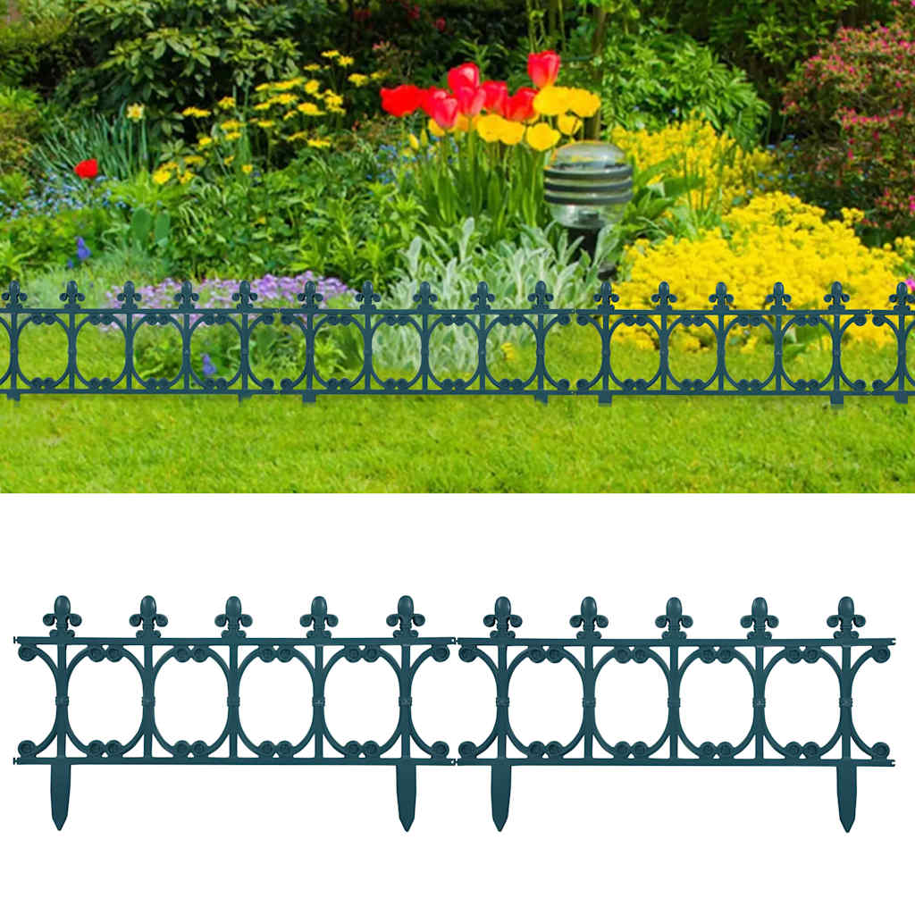 vidaXL Lawn Edging 16 pcs 10 m PP green