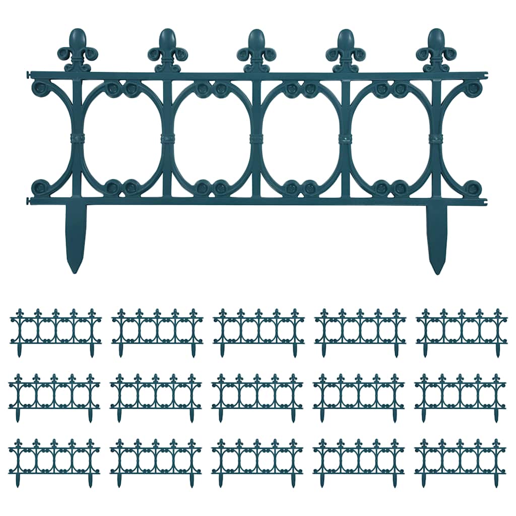 vidaXL Lawn Edging 16 pcs 10 m PP green