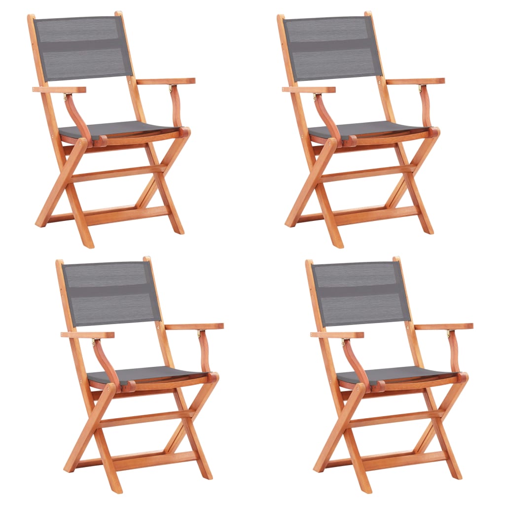 vidaXL Garden Chairs 8 pcs Foldable Eucalyptus Wood and Textilene Grey