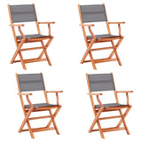 vidaXL Garden Chairs 8 pcs Foldable Eucalyptus Wood and Textilene Grey
