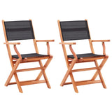 vidaXL Garden Chairs 8 pcs Foldable Eucalyptus Wood and Textilene Grey