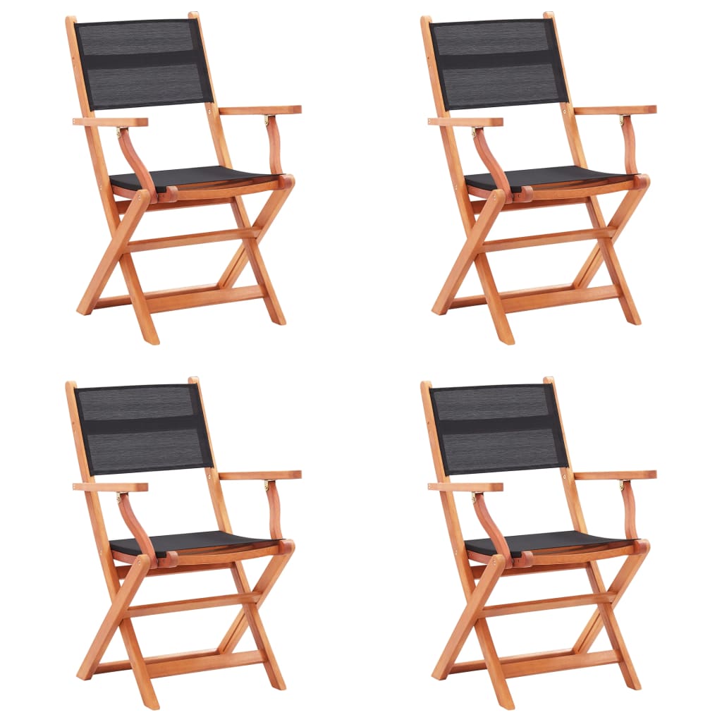 vidaXL Garden Chairs 8 pcs Foldable Eucalyptus Wood and Textilene Grey