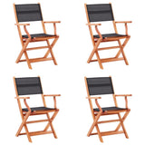vidaXL Garden Chairs 8 pcs Foldable Eucalyptus Wood and Textilene Grey