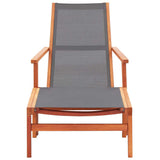 vidaXL Loungestoel massief eucalyptushout en textileen grijs