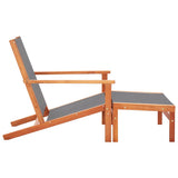 vidaXL Loungestoel massief eucalyptushout en textileen grijs