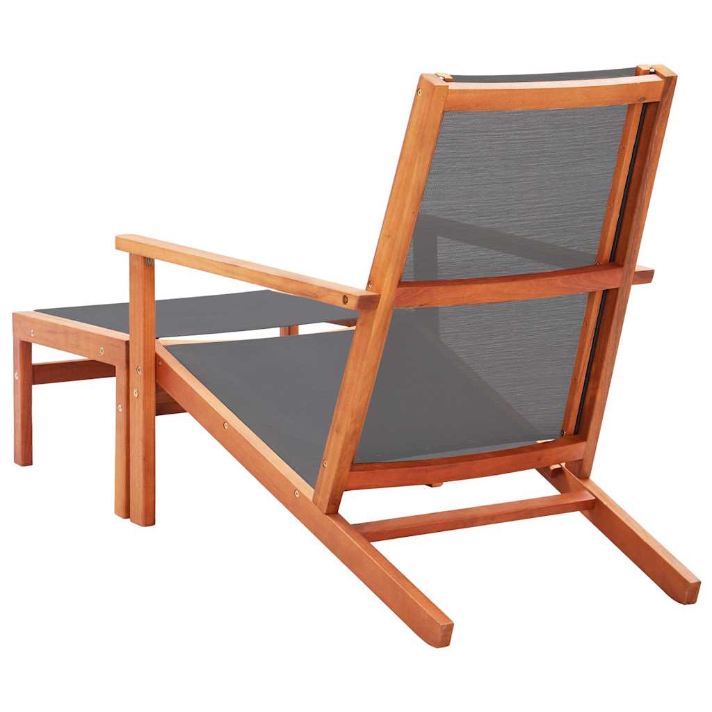 vidaXL Loungestoel massief eucalyptushout en textileen grijs