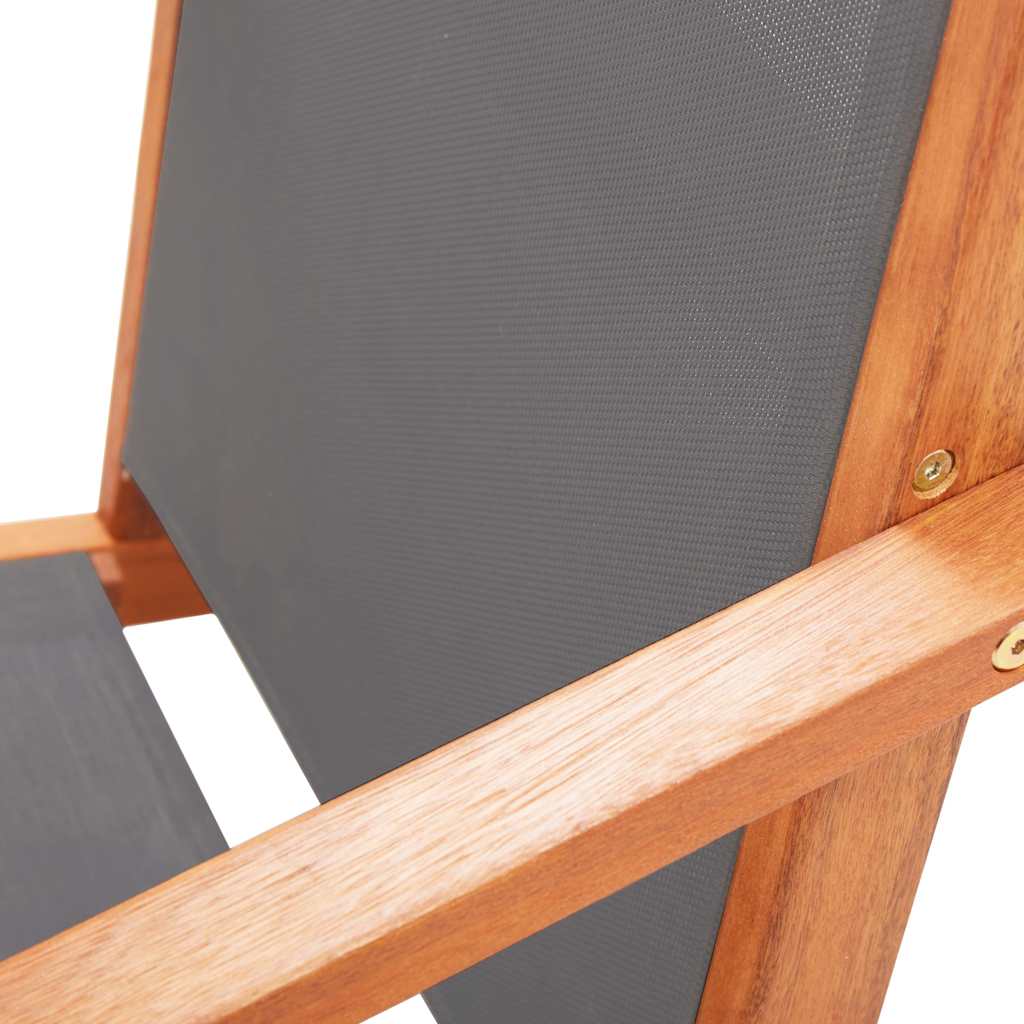 vidaXL Loungestoel massief eucalyptushout en textileen grijs