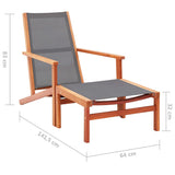 vidaXL Loungestoel massief eucalyptushout en textileen grijs
