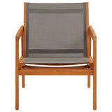 vidaXL Loungestoel massief eucalyptushout en textileen grijs