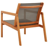vidaXL Loungestoel massief eucalyptushout en textileen grijs