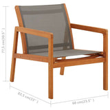 vidaXL Loungestoel massief eucalyptushout en textileen grijs