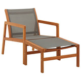 vidaXL Loungestoel massief eucalyptushout en textileen grijs