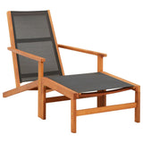 vidaXL Loungestoel massief eucalyptushout en textileen grijs